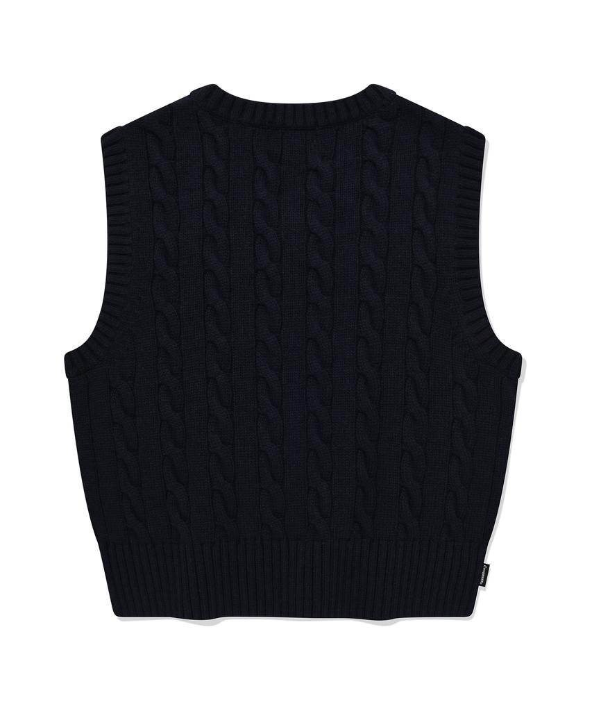 Covernat Woman Cable Knit Vest Navy