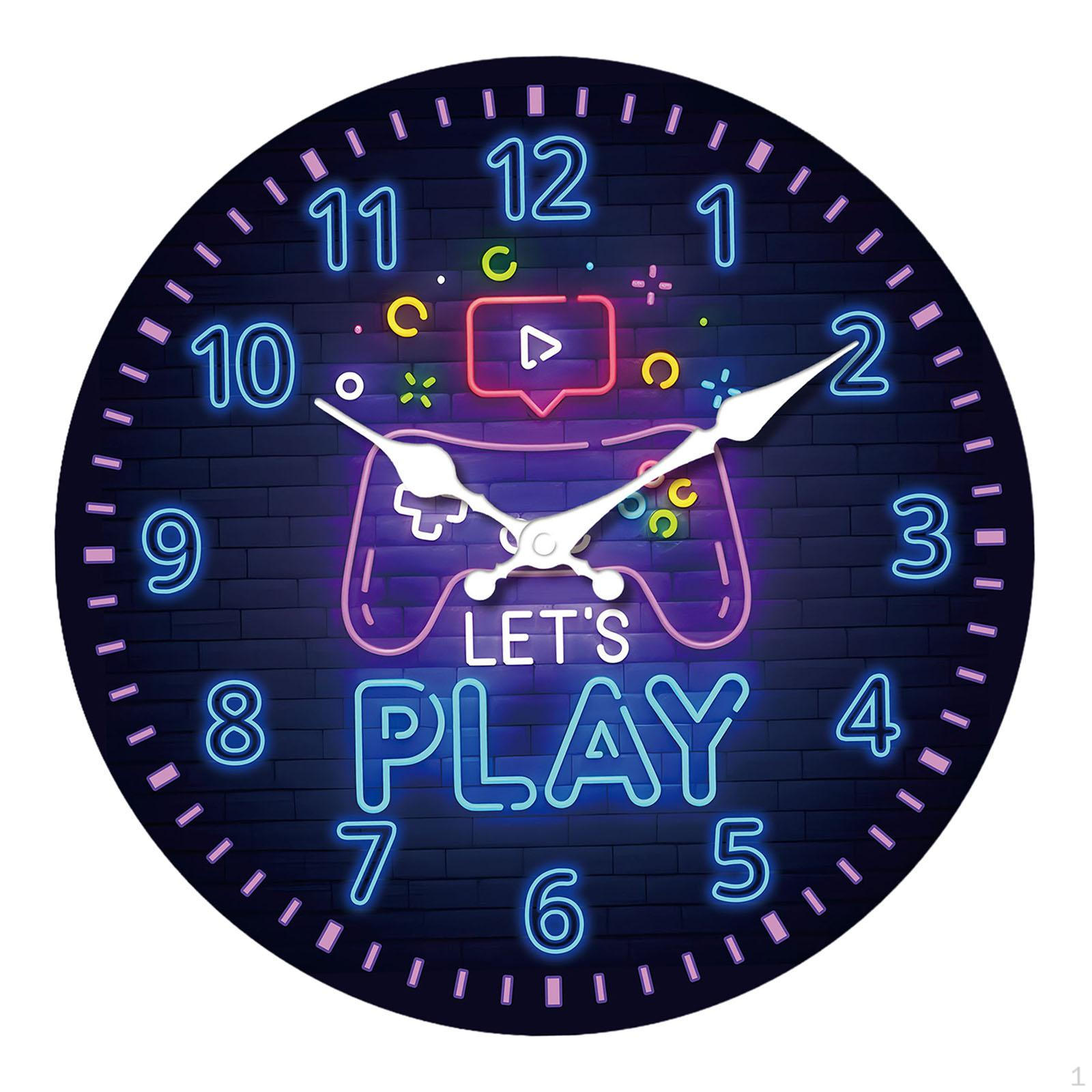 Gaming Room Wall Clock Decorative Practical Durability Convenient Gift Ornament Unique Silent Round