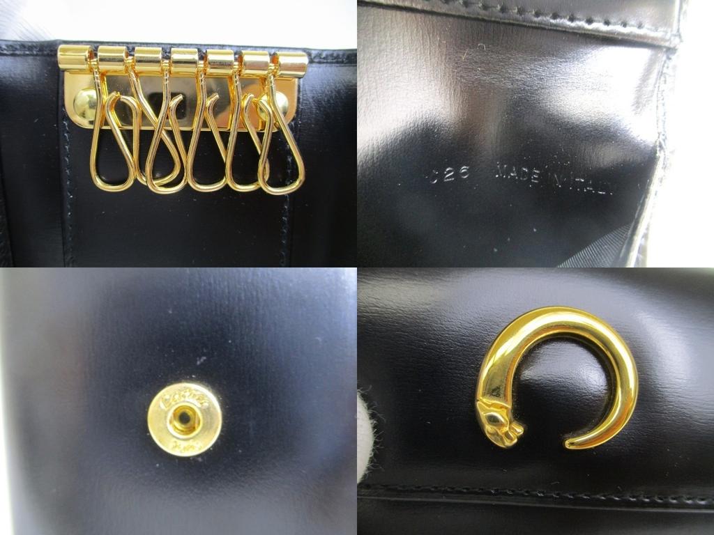 Authentic Cartier Panthere de Cartier Black Leather 6 Pics Key Chain #a803  Refurbished