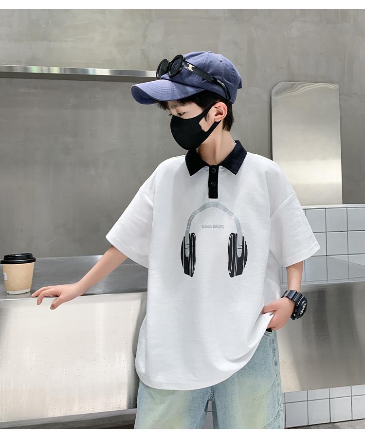 Boys' short sleeved summer clothes 2026 new item, CUHK boys' summer letter printed T-shirt, thin base shirt