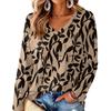 Women's V-Neck Long Sleeve Print Lightweight Blouse for Spring and Summer