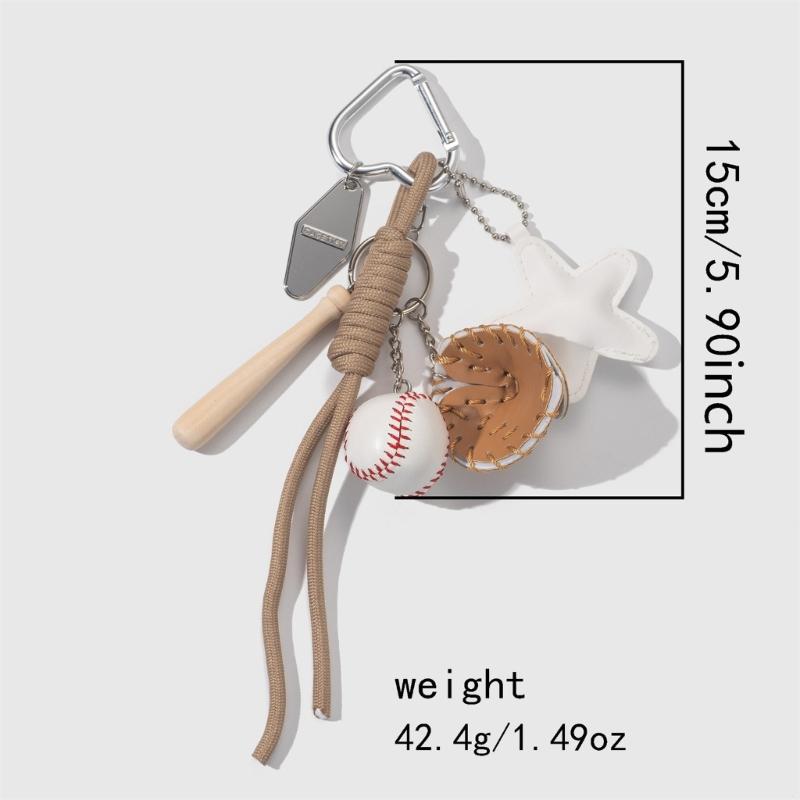Braided Rope Keychain Star Baseball Bag Pendant Charm Fashion Backpack Accessories for Handbag,Purse Decorations Gifts