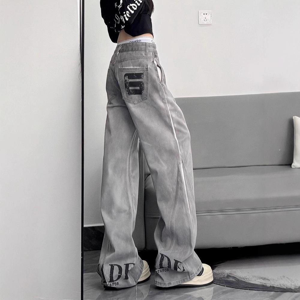 JYL Unisex Bootcut Jeans American Vintage Spring Niche Loose Trendy Couple Denim