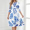 Damen Freizeitkleid mit Rundhalsausschnitt, Dreiviertelärm, Blumendruck, Midi-Länge, Leicht, Bequeme Passform mit Taschen
