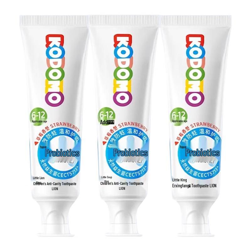 Lion Kids Probiotic Fluoride Toothpaste, Strawberry, 6-12 Yrs, 3x50g