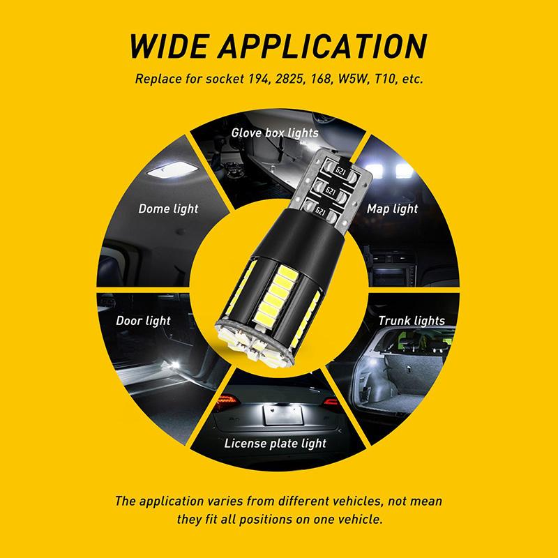 T10 Led Light Bulb 6000K White T10 Wedge 39-Smd 3014 Chipsets Led Replacement Bulbs LED Side Marker Light Car License Plate Lamp