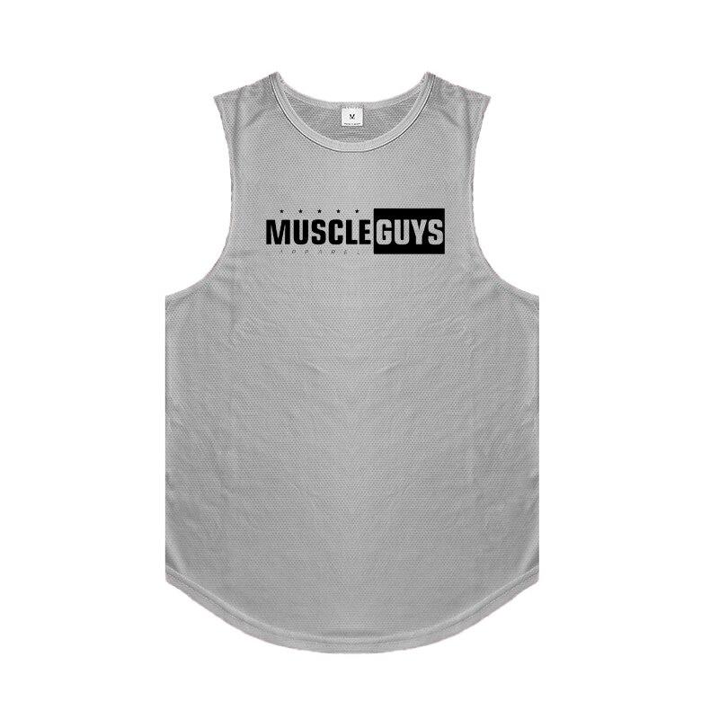 Muscleguys Men's Bodybuilding TankTop Summer New Tide Youth Fitness Sleeveless T-shirt Mesh Undershirt Personality Muscle Vest Gym Clothes