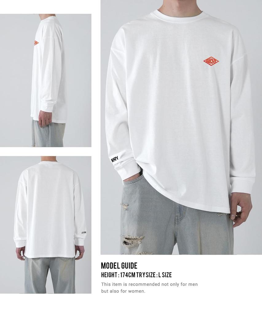 Improbes Casual [GERRY] Custom Diamond Patch Long Sleeve T-Shirt, Men's, Purple