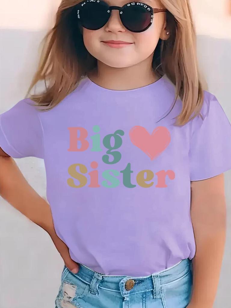 Summer fashion girls short-sleeved T-shirt with love cartoon pattern printed casual versatile top