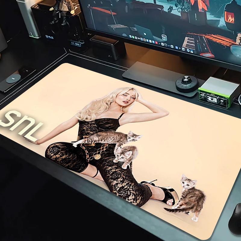 Sabrina Carpenter Large Size Mouse Pad Large Gaming Table Cushion Non-slip Laptop Tablet Big Mousepad XXL Mat Mini PC Playmat With Lock Edge