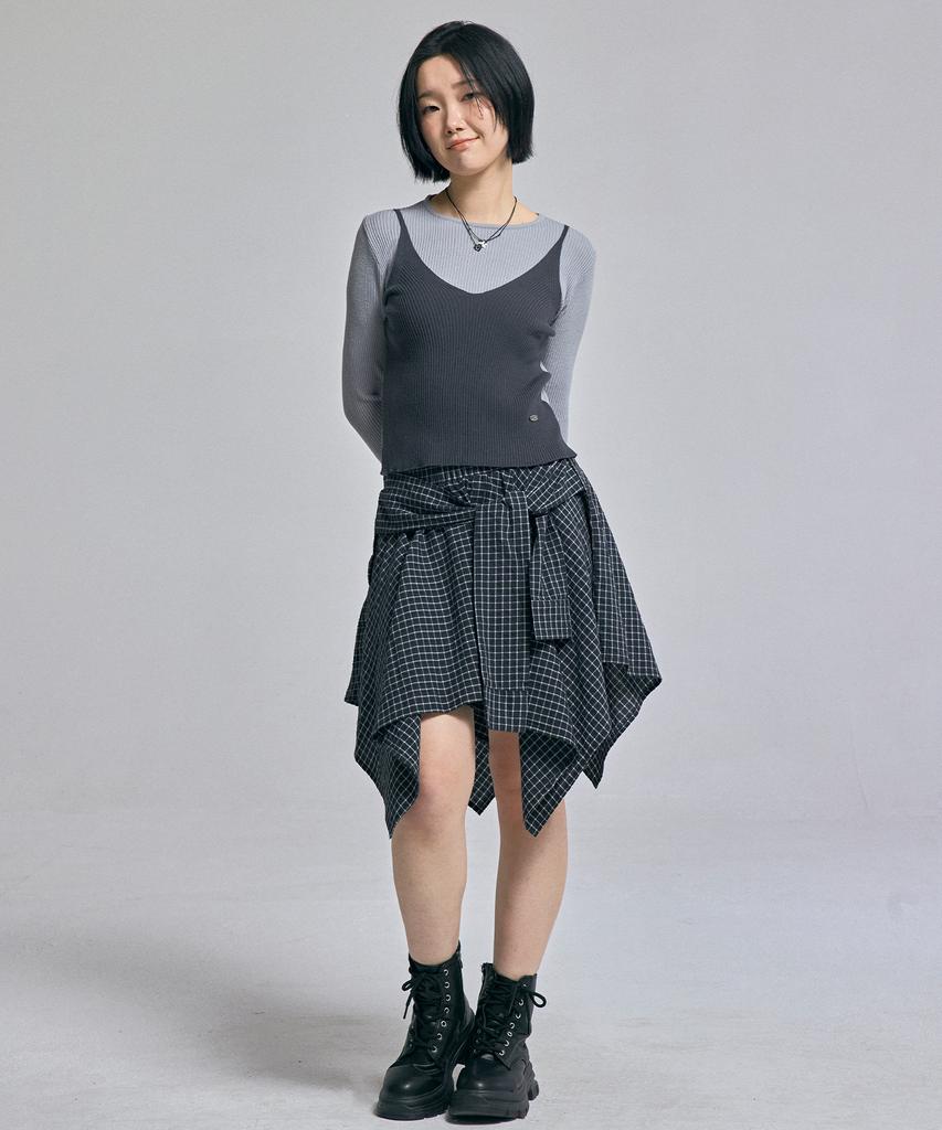 AWESOME STUDIO Bustier Layered Knit Gray