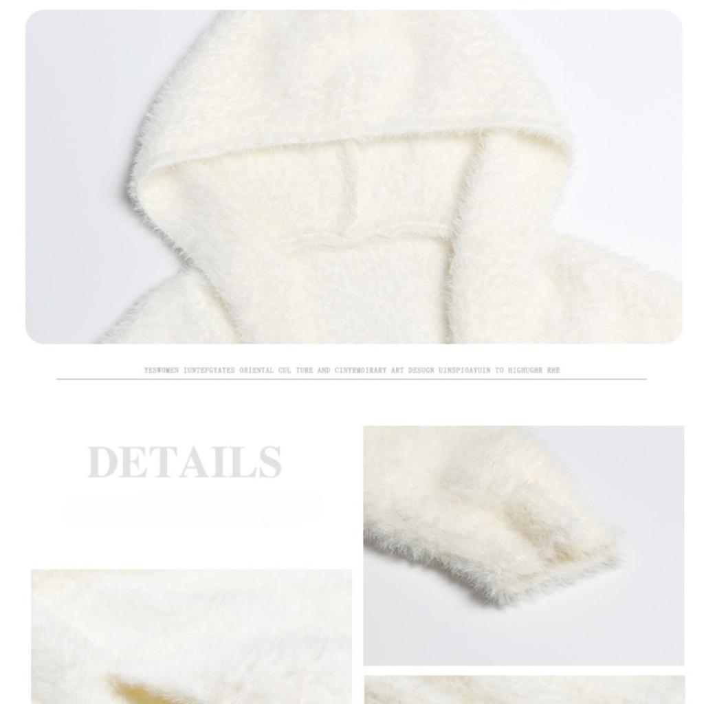 Women's Mink Fleece Hooded Cardigan Autumn Winter Thickened Warm Plush Knit Cardigan Jacket