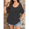 European and American women's clothing, independent station spring and summer new solid color off-the-shoulder hollow T-shirt women