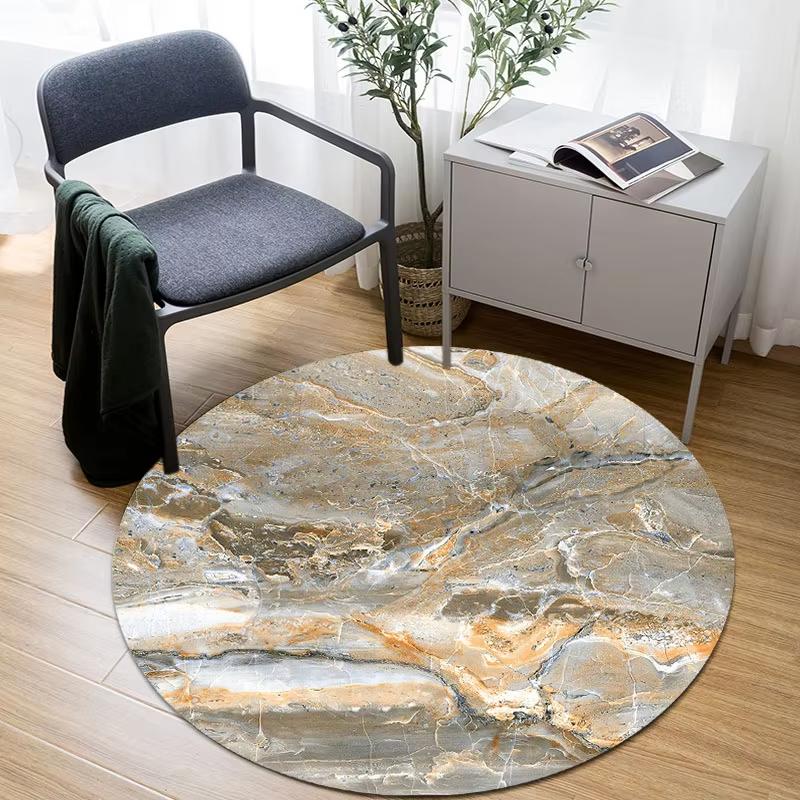 Marbled Round Rug – Non-Slip Circular Carpet for Living Room Bedroom & Dining Room Floor Decor