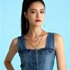 Colorful Rhinestone Y-Shaped Necklace with Faux Pearls & Tassel Sweater Chain