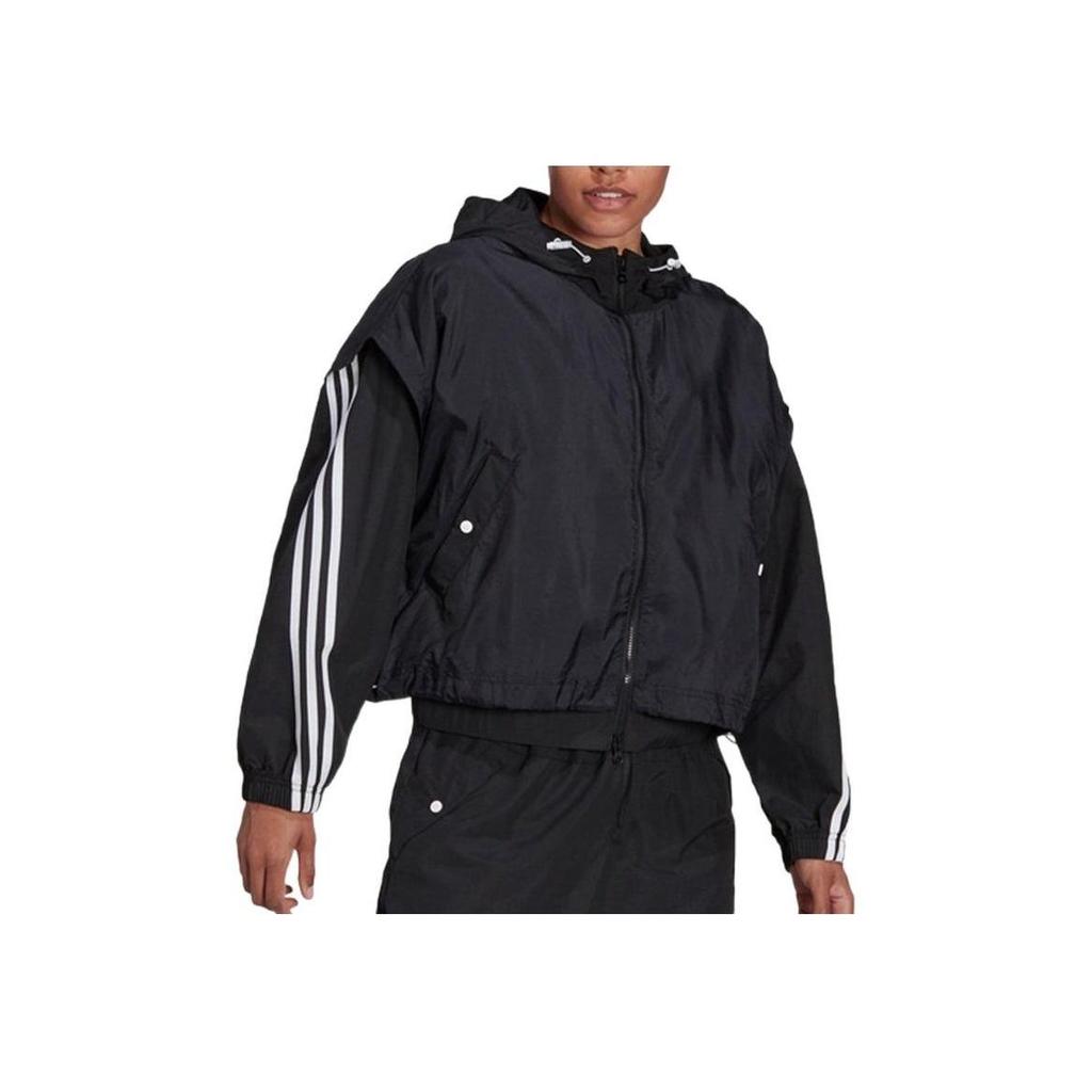 adidas Women's Future Icons 3-Stripes Woven Hooded Track Jacket Black HA0812