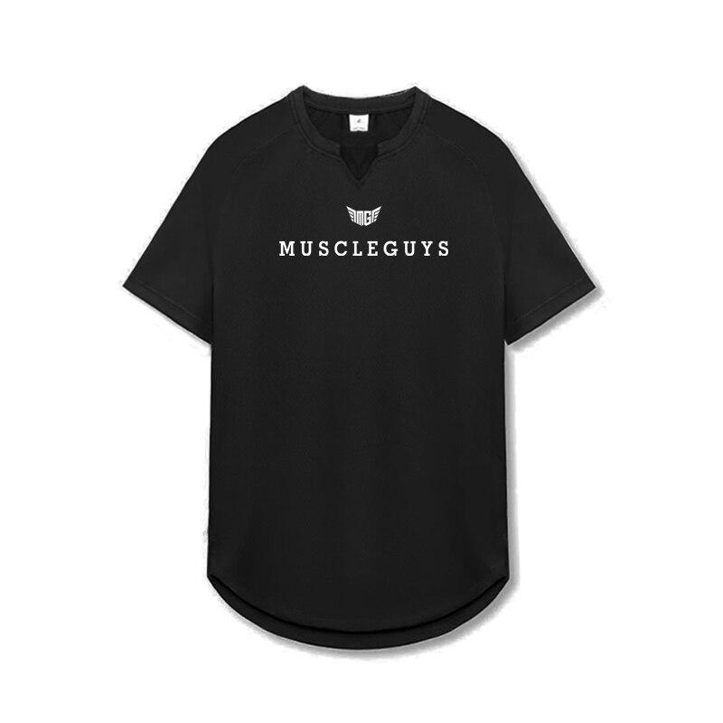Muscleguys новые поступления весенне-летняя одежда для фитнеса с v-образным вырезом облегающая модная одежда с короткими рукавами легко сочетается M чёрный 1109₽
