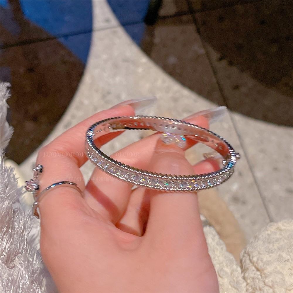 Geometric Zirconia Silver Bracelet For Women With Elegant Design For Office Wear