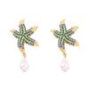 Fashion Ocean Wind Diamond Trend Colorful Starfish Ears, Imitation Pearl Pendant Beach Resort Wind Earrings