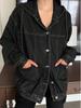 Women's Retro Black Hooded Denim Jacket - Early Spring Fashion for Europe