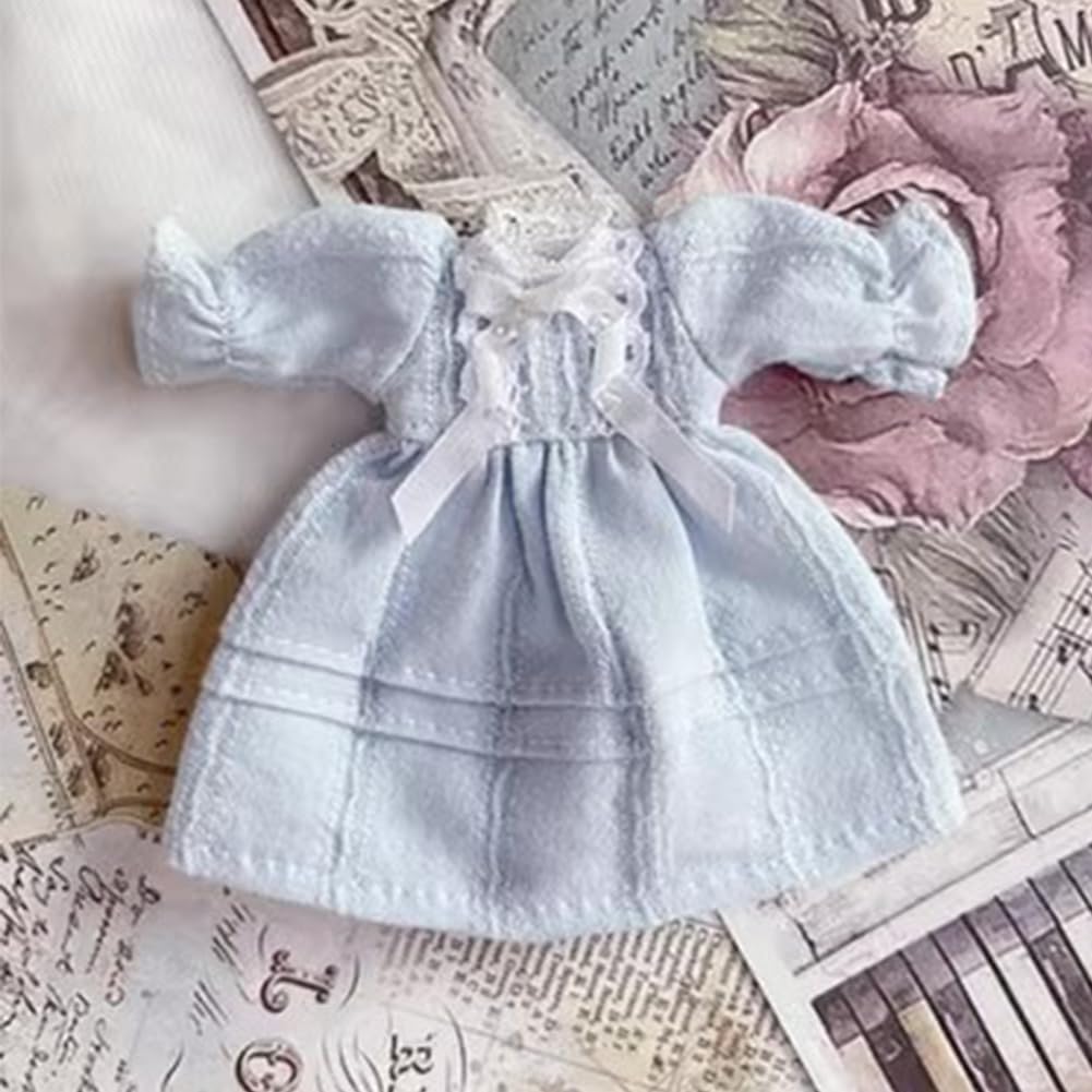 rakulifey Obitsu 11 Costume, One-Piece Dress, Clothing, OB11 Size Clothes, 11cm Obitsu Body Accessories, Lolita Clothes (Blue)
