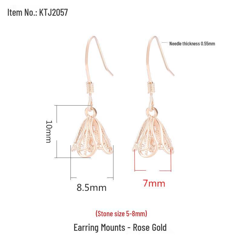 

925 Sterling Silver Magnolia Jade Pearl DIY Dangle Stud Earring Settings - Handmade Jewelry Accessories 925 Silver