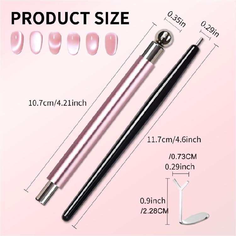 6Pcs Cats Eye Magnet for Nail Double-Head Nail Magnetic Stick Cats Eye Nail Magnet Tool Set for Cats Eye Gel Polish