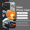 Tempered Glass Phone Case for Motorola Moto G85 G84 G75 G55 Edge 50 Fusion 40 Neo 30 Pro Japanese Ancient Structure Waves Cover