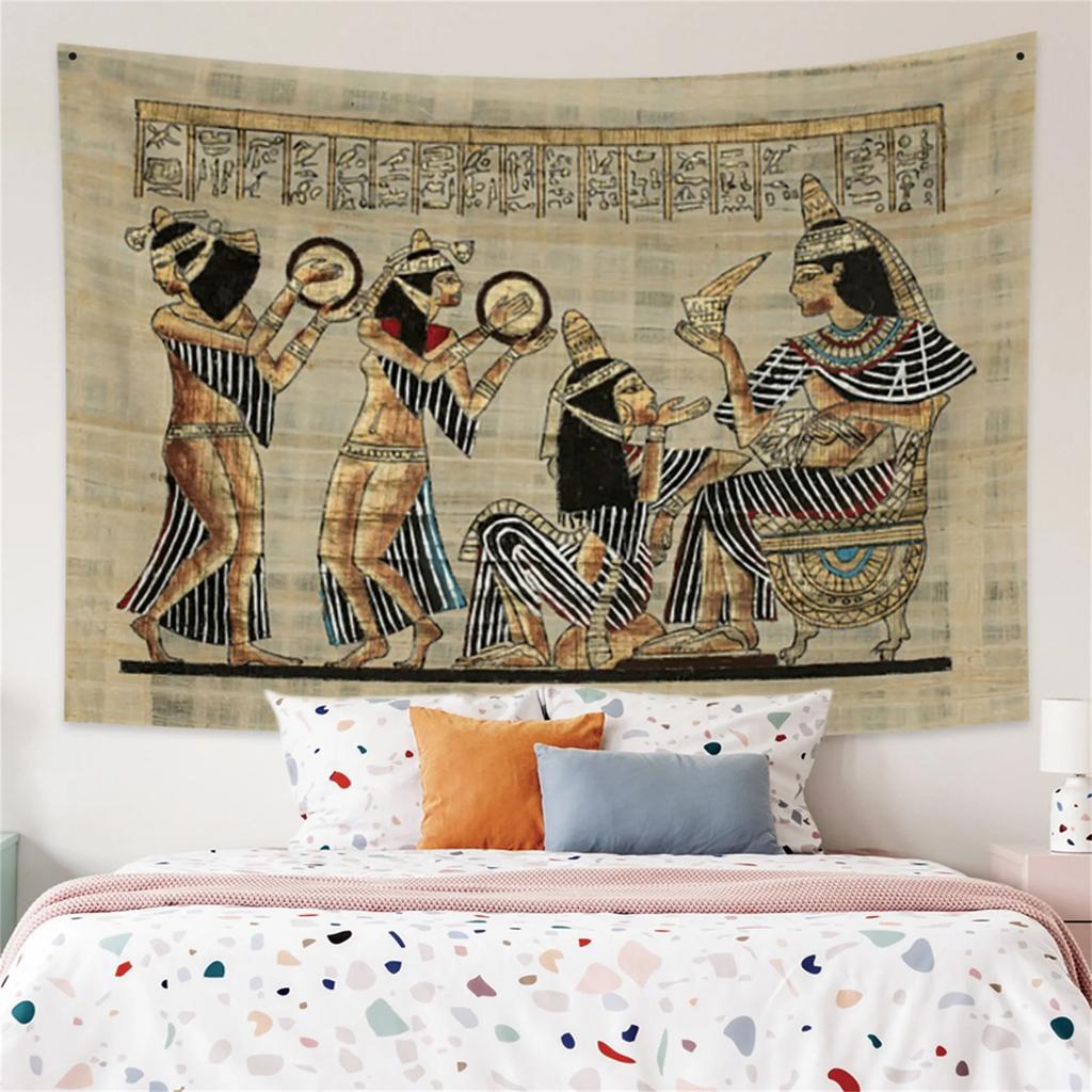 Ancient Egyptian Tapestry  Pharaohs  Hieroglyphics for Bedroom Decor Historical Style Enhance Your Space with Cultural Charm