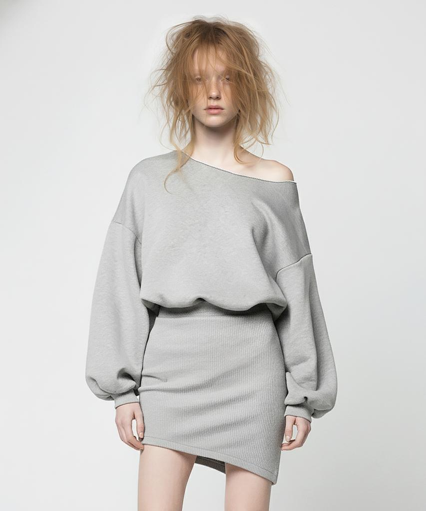 Milkeuaeswiaendeudolseu Asymmetric Sweat Mini Dress - Melange