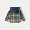 2024 Herbst Kinderkleidung Kinder Langarmshirt Jungen Kapuzen Kariertes Hemd Baby Top