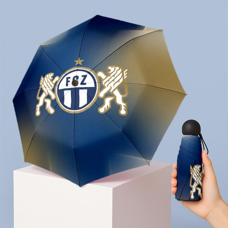 FC Zürich Mini 5 Fold Pocket Umbrella Compact Lightweight Anti UV Rain Sun Protection Umbrella Portable Travel Umbrella