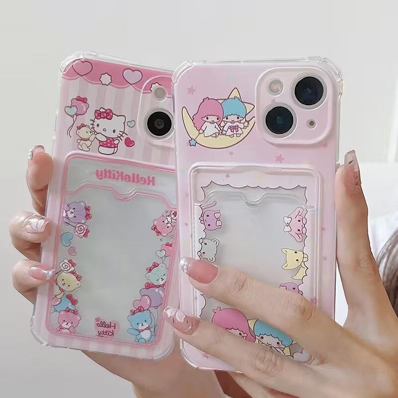 Sanrio Hello Kitty Photo Card Holder Phone Case For Xiaomi Redmi Note 14 Pro 5G Note 13 12 Pro 11 11S 13C 12 12C 10C 5G Cover
