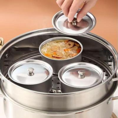 1/3/5 Stück Edelstahl gedämpfte Eierschüssel Ramen Reis Obstsalat Eintopfschalen mit Deckel Suppentasse Lebensmittelbehälter Küchengeschirr