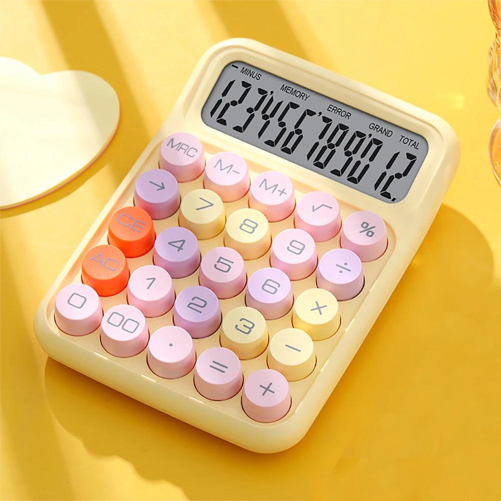 

Keyboard Calculator Office 12-digit Mechanical Buttons Calculator Cute Candy Color School Supplies Students/Finance Stationery