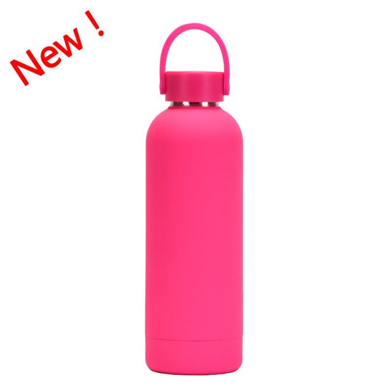 Double-Layer Stainless Steel Vacuum Insulated Travel Mug With Carrying Handle - 500ml Portable Outdoor Water Bottle