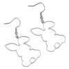 Hollow Outline Rabbit Dangle Hoop Earrings Cute Animal Shape Drop Ear Jewelry for Women Daily Holiday Decor