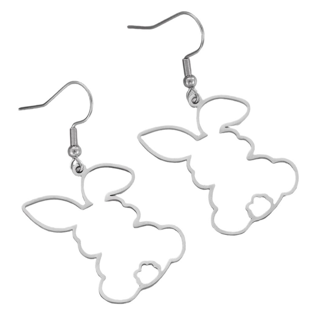 Hollow Outline Rabbit Dangle Hoop Earrings Cute Animal Shape Drop Ear Jewelry for Women Daily Holiday Decor