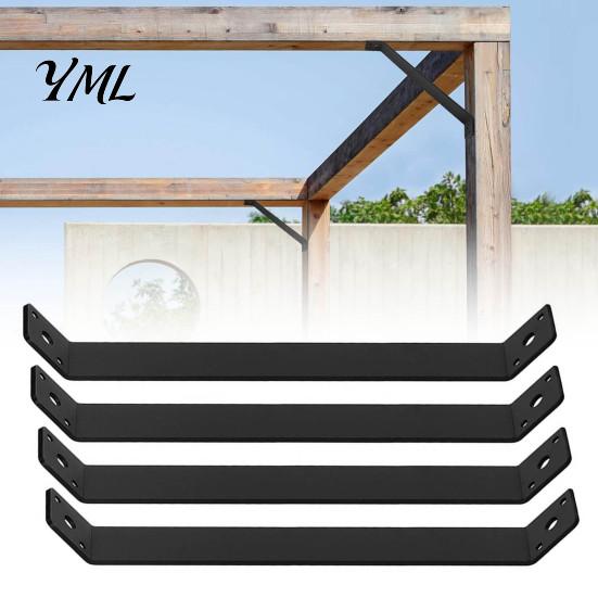 Rust Resistant Steel Fitting 4PCS 45 Degree Angle Support Bracket for Pergola, Heavy Duty Mild Timber Structure Hardware Frame, Reinforcement Fastener
