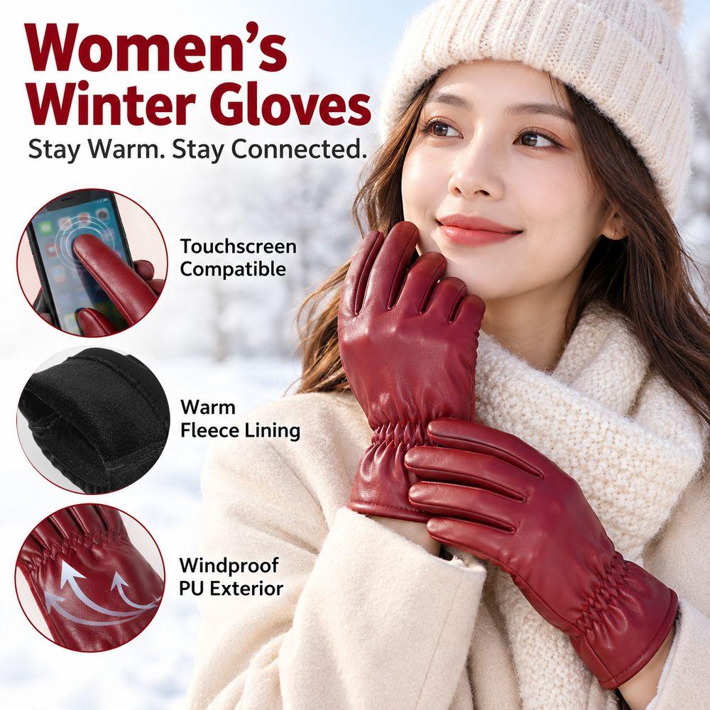 1pair Fleece Lined Winter Gloves Windproof Cycling Gloves Gifts Touchscreen Gloves Cold Weather