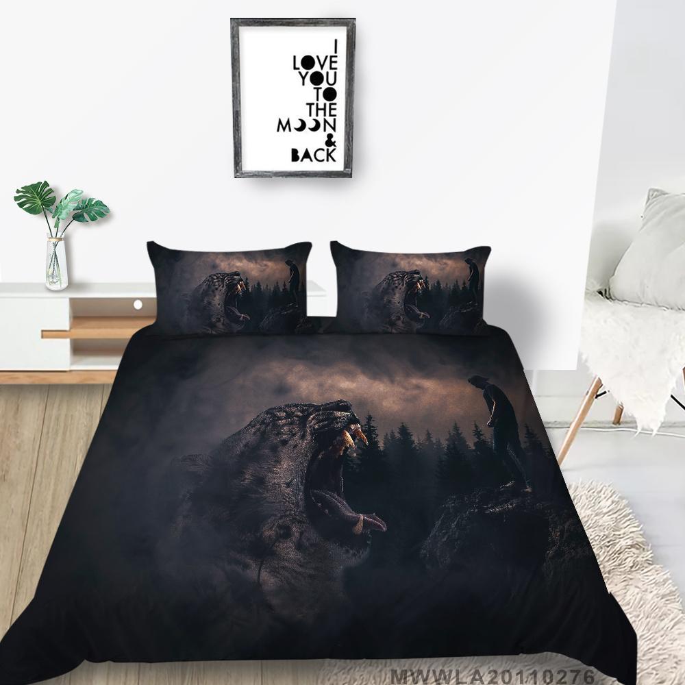 Home Textiles Bedding Suit with Pillowcase 3D Wolf Printed King Double Size Comforter Duvet Cover Bed Sets