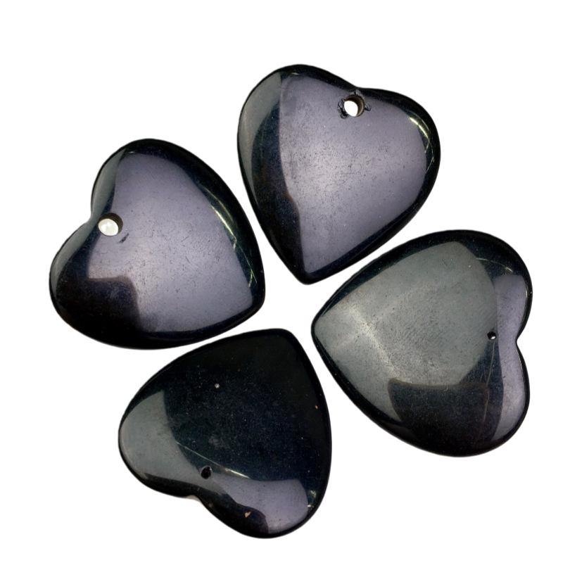 Natural Obsidian Heart Pendant 3-4cm Heart-Shaped Ornament Accessory