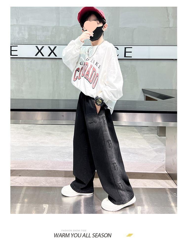 2025 Boys' Autumn & Winter Fleece-Lined Straight Leg Jeans for Kids - Thickened for Warmth