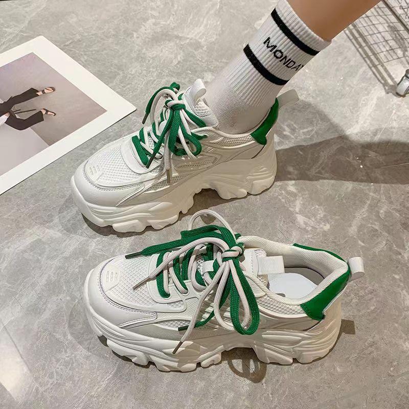 

Туфли папины женские 2025 осень и зима новая обувь на платформе модная толстая подошва внутренняя высота увеличение повседневные белые туфли бежевый синий 40 зелёный