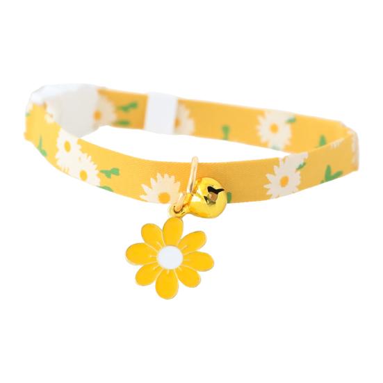 Pet Collar Safety Buckle Adjustable Bell Sunflower Dog Cat Neck Strap