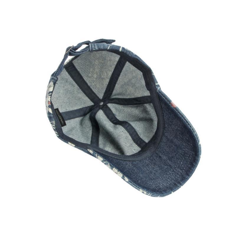 Women Ethnic Floral Denim Baseball Cap Trucker Hat Adjustable Retro Casual