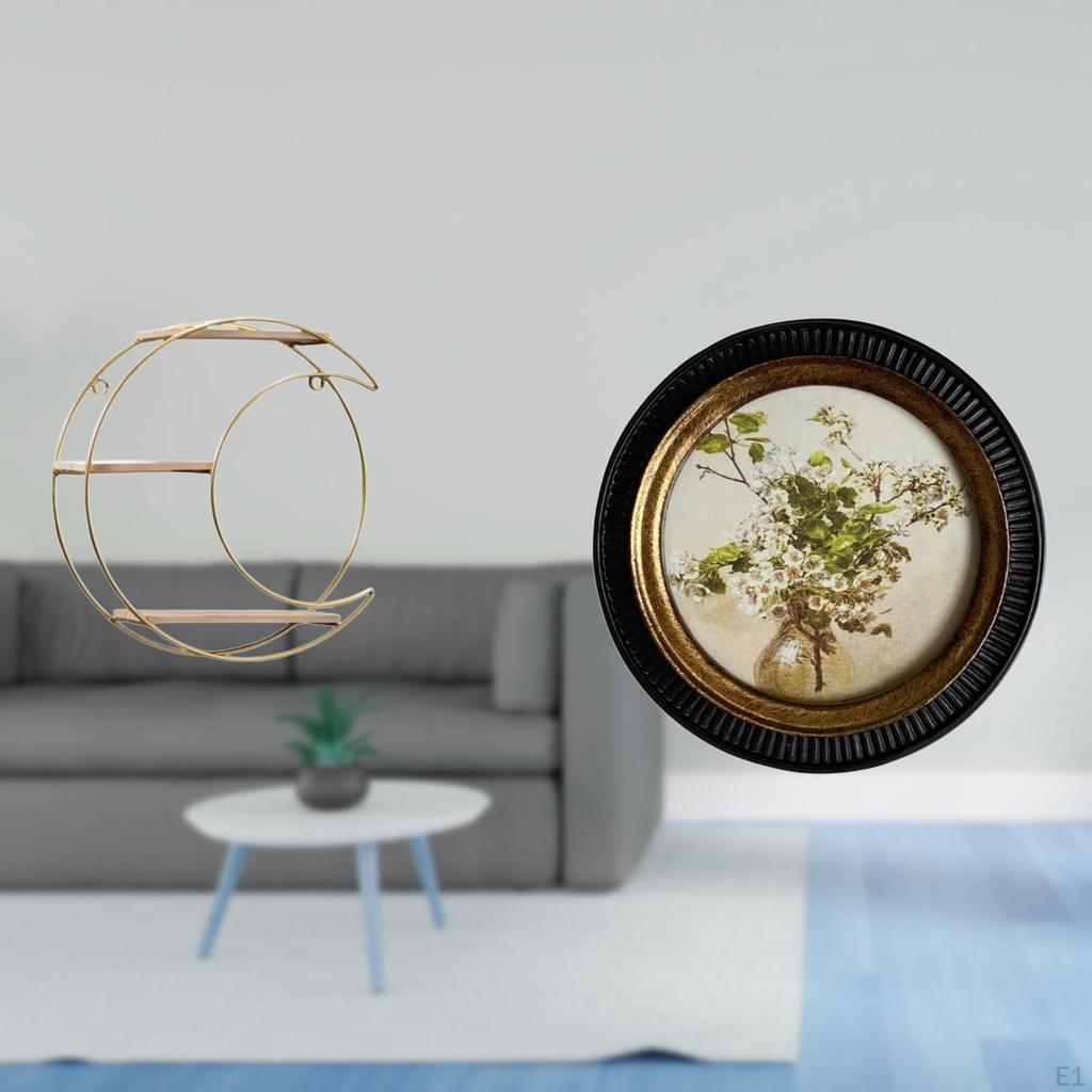 Modern Multifunctional Wall Hanging Shelf with European Antique Embossed Resin Frame Decorative