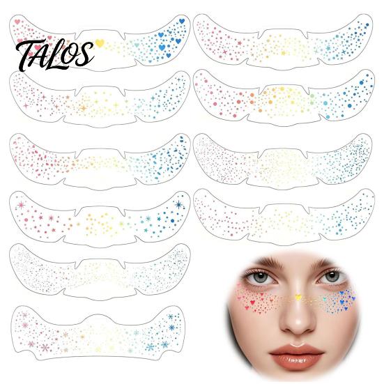 Cosmetic Stickers for Music Festivals 6Pcs Holographic Freckle Stickers, Shimmer Temporary Face Tattoos with Waterproof Decals Parties Adhesive, Easy