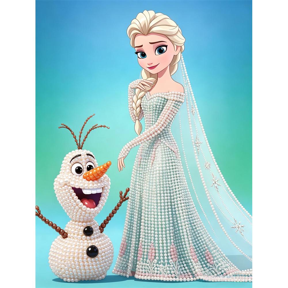 

Disney Pearl Painting Princess Elsa and Olaf DIY Pearl Art Pearl Painting Kit Pearl Art Painting Wall for Home Office Decoration Handmade Gifts 30x40