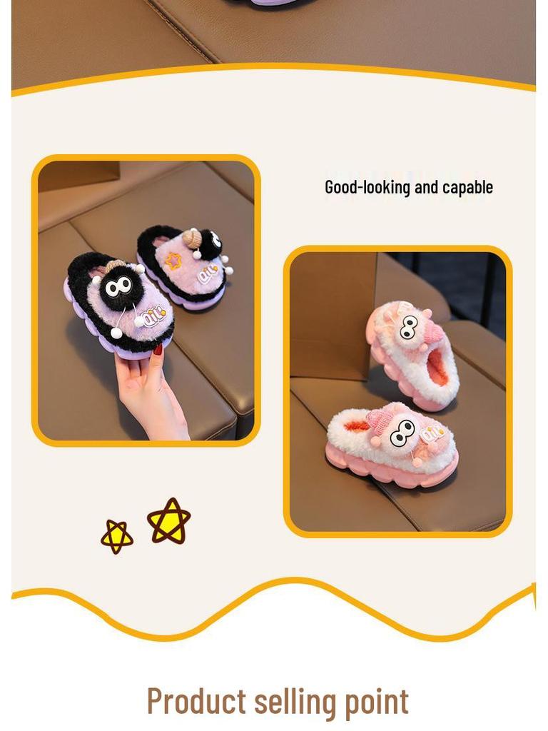 Papuci calzi de pluș din bumbac pentru copii, băieți și fete, Pantofi de interior/exterior pentru toamnă-iarnă